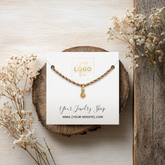 Square White Logo Necklace Display Card
