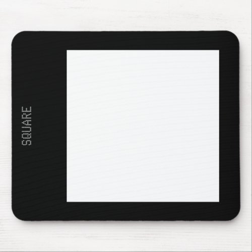 Square _ White on Black Mouse Pad