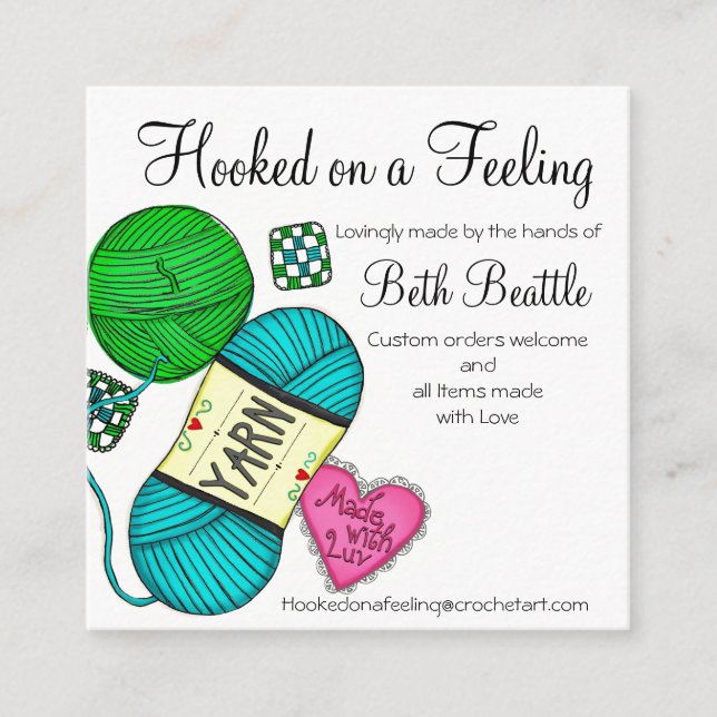 Square yarn/Crochet/Knitting Business Cards (Front)