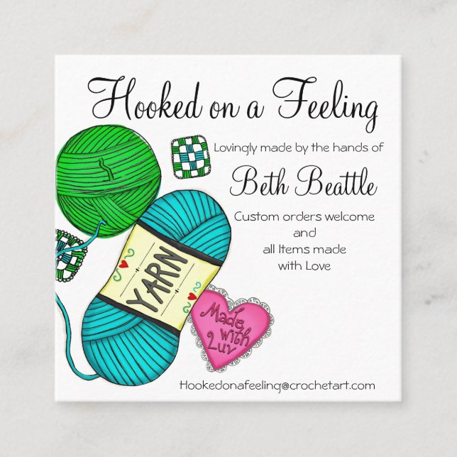Square yarn/Crochet/Knitting Business Cards (Front)