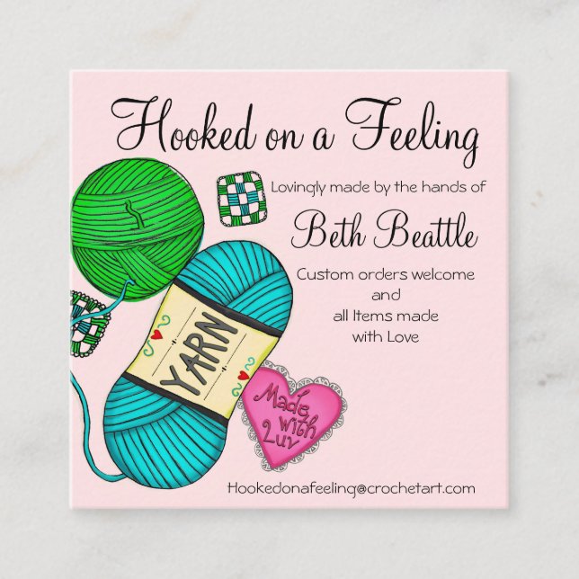 Square yarn/Crochet/Knitting Business Cards (Front)