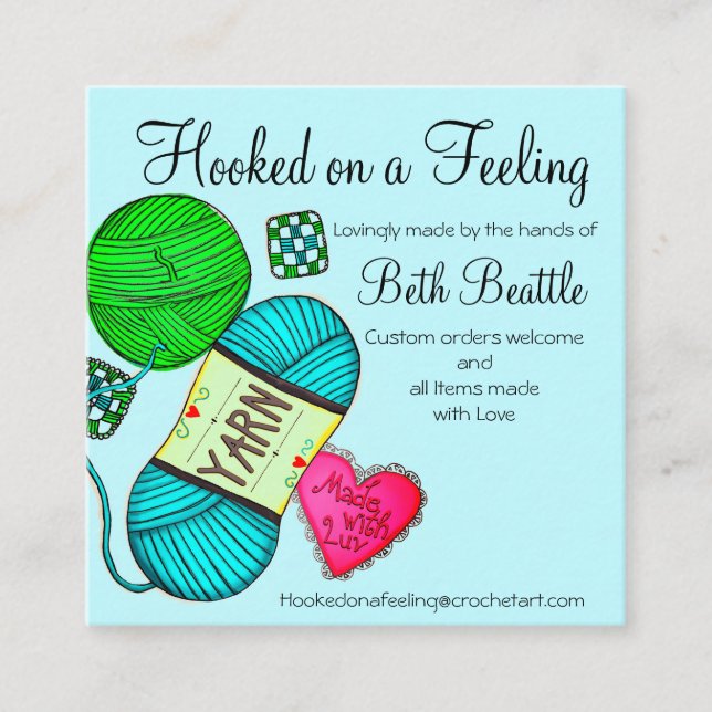 Square yarn/Crochet/Knitting Business Cards (Front)