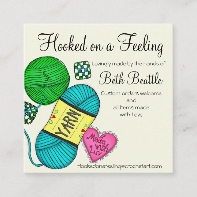 Square yarn/Crochet/Knitting Business Cards (Front)