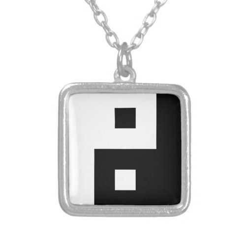 Square Yin Yang Silver Plated Necklace