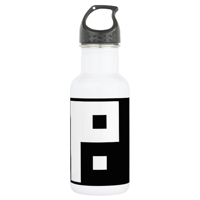 Square Yin Yang Stainless Steel Water Bottle (Front)