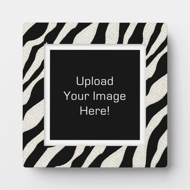 Square Zebra Print Photo Upload Display Plaque (Front)