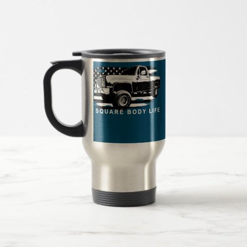 Squarebody American Flag Square Body Truck  Travel Mug