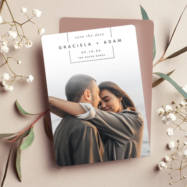 Squared Away | Simple Modern Vertical Photo Save The Date (Creator Uploaded)