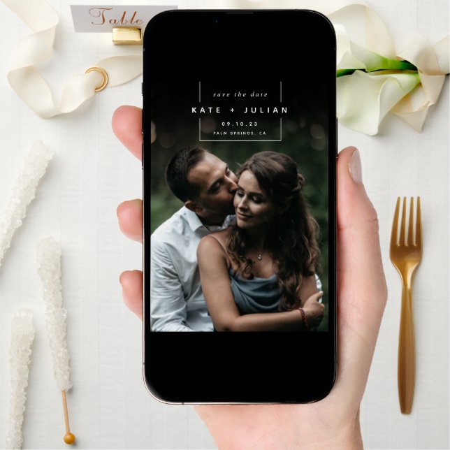 Squared Away | Simple Modern Vertical Photo Save The Date (Front Digital)