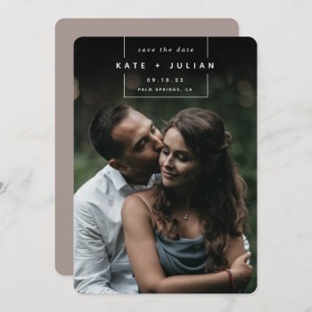 Squared Away | Simple Modern Vertical Photo Save The Date by RedwoodAndVine at Zazzle