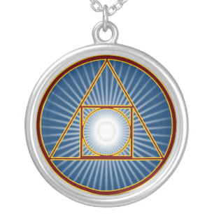 squared circle silver plated necklace