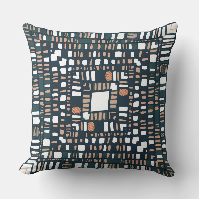 Squared layers terracotta throw pillow (Front)