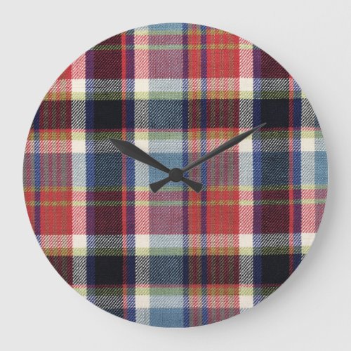 Squared Textile Texture Background Large Clock