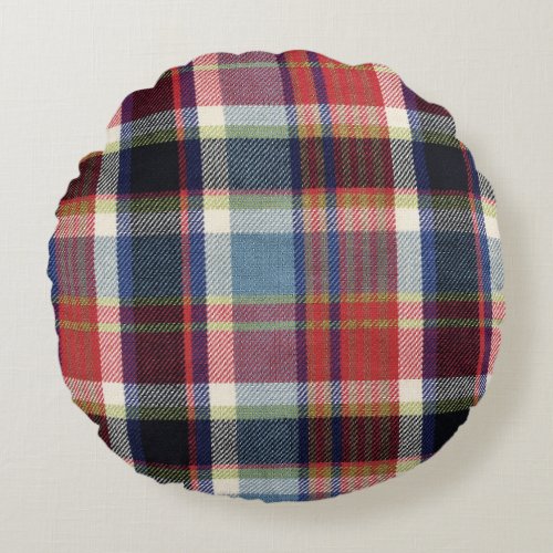 Squared Textile Texture Background Round Pillow
