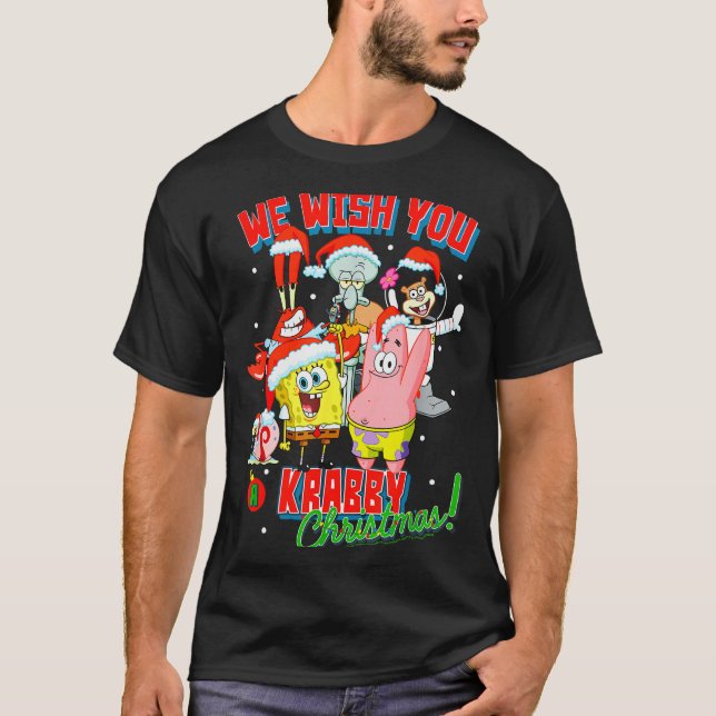 Squarepants Crabby Christmas  T-Shirt (Front)