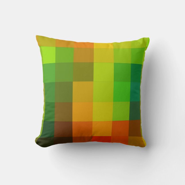 Squares Abstract Art | Retro Geometric Pattern 4 Throw Pillow (Front)
