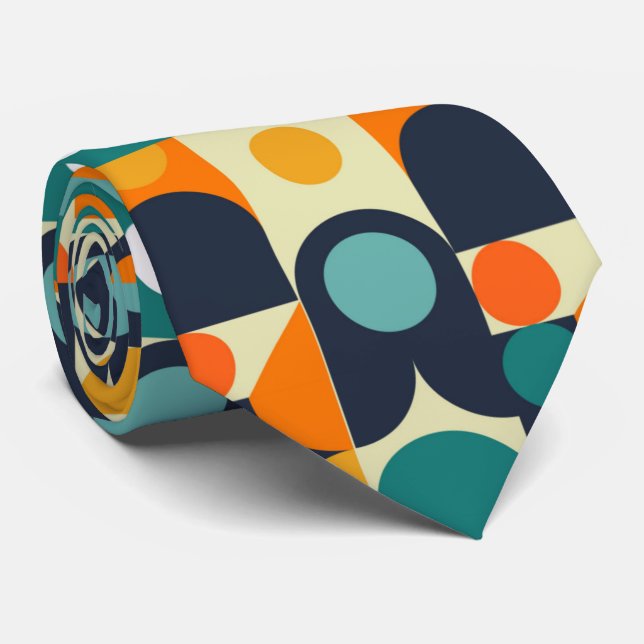 Squares Abstract Geometrical Pattern Necktie (Rolled)