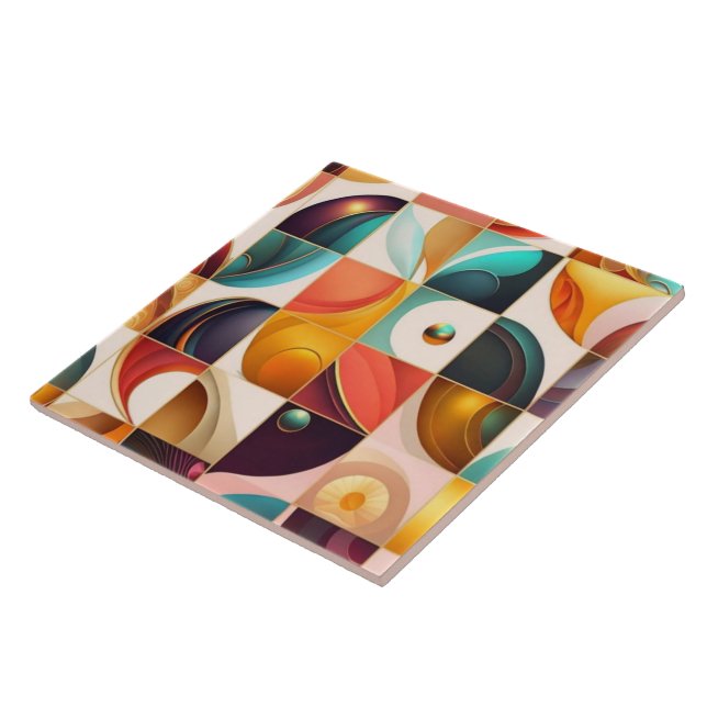 Squares Abstract Retro Popular Collection Ceramic Tile (Side)