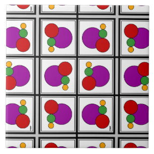 Squares and Circles Abstract Ceramic Tile
