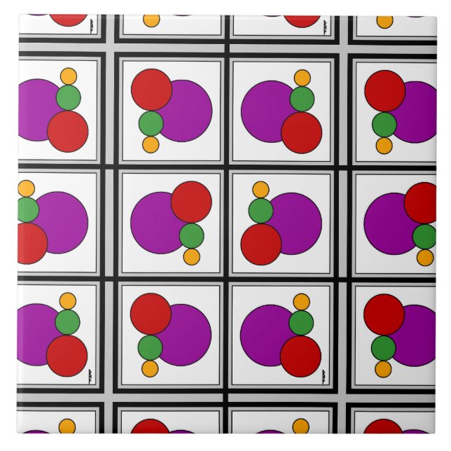 Squares and Circles Abstract Ceramic Tile (Front)