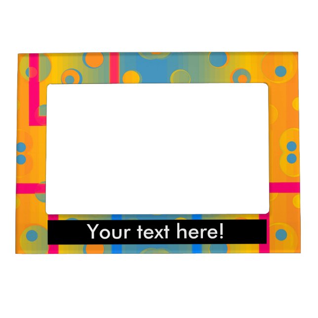 Squares and circles abstract design magnetic picture frame (Front)