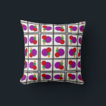 Squares and Circles Abstract Throw Pillow<br><div class="desc">Brightly colored circles stand stacked inside black and gray square frames in this geometric abstract art by Richard H. Fay.</div>
