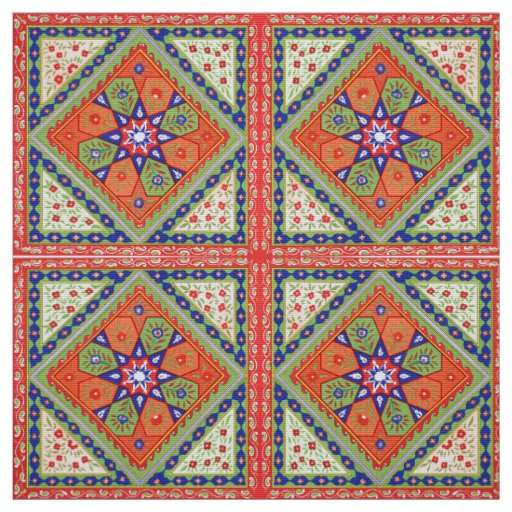 Squares And Diamonds Floral Print Fabric
