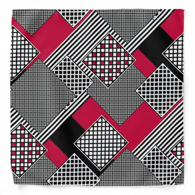 Squares and Lines Print Adult Bandana (Front)