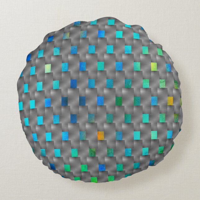 Squares and rectangles with gradients  round pillow (Back)