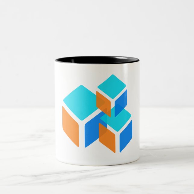Squares Boxes Two-Tone Coffee Mug (Center)