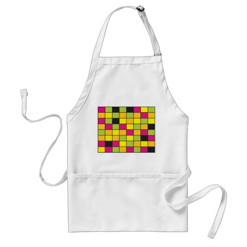Squares Brightly Neon Colored Pattern Adult Apron