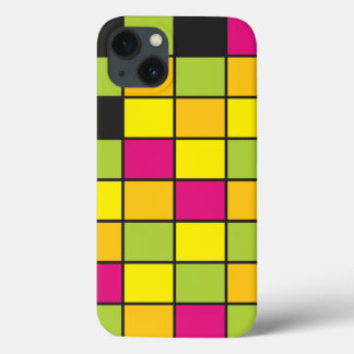 Squares Brightly Neon Colored Pattern iPhone 13 Case