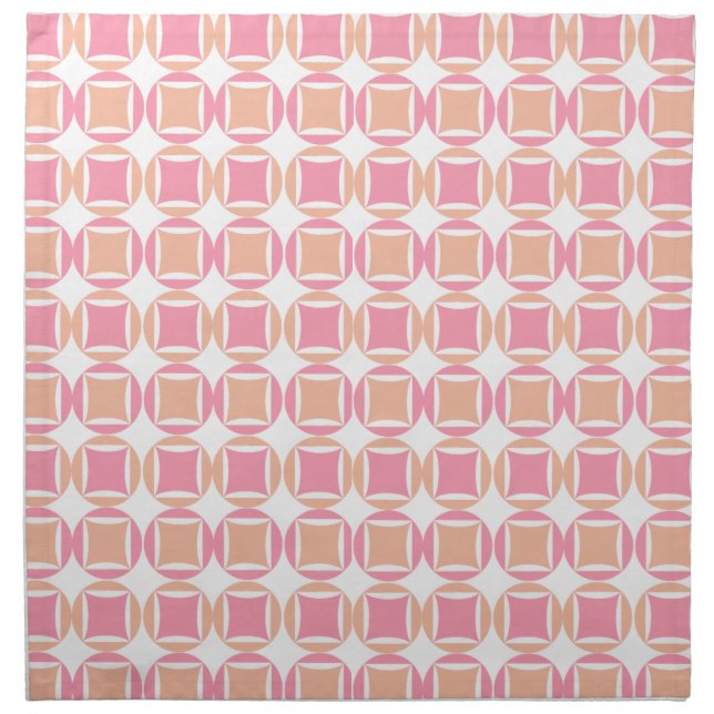Squares & Circles in Orange and Pink Pattern Napkin (Front)