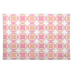 Squares & Circles in Orange and Pink Pattern Placemat