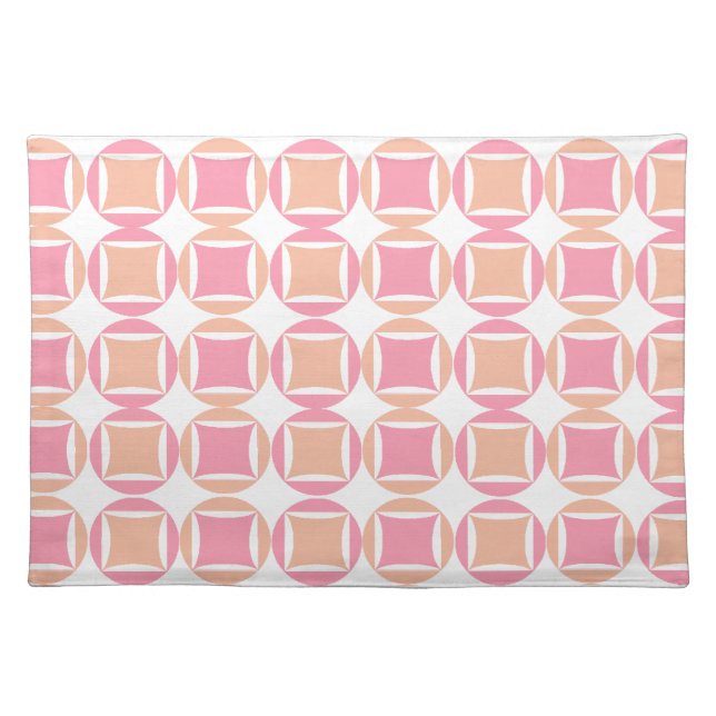 Squares & Circles in Orange and Pink Pattern Placemat (Front)