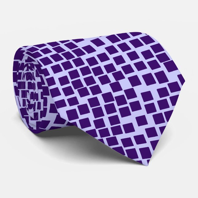 Squares - Deep Purple on Powder Blue Neck Tie (Rolled)