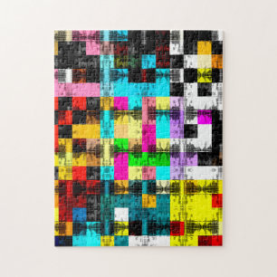 Squares Geometric colorful abstract art Jigsaw Puzzle