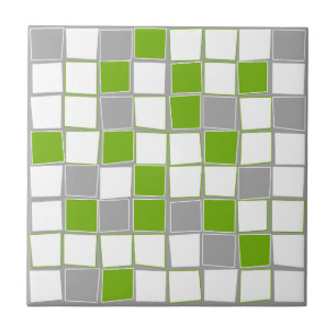 Squares, grey, white, green, modern ceramic tile
