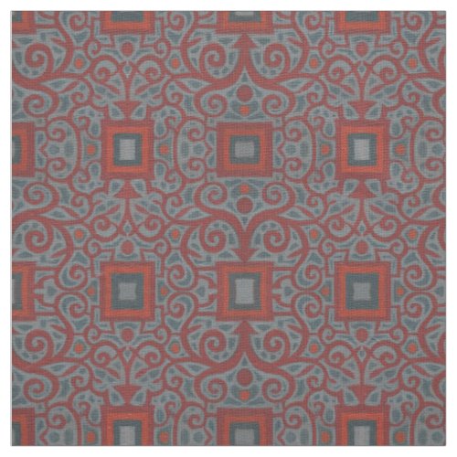Squares  Lace arabesque pattern gray terracotta Fabric