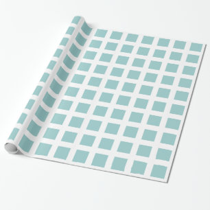 Squares - Light Blue Green on White Wrapping Paper