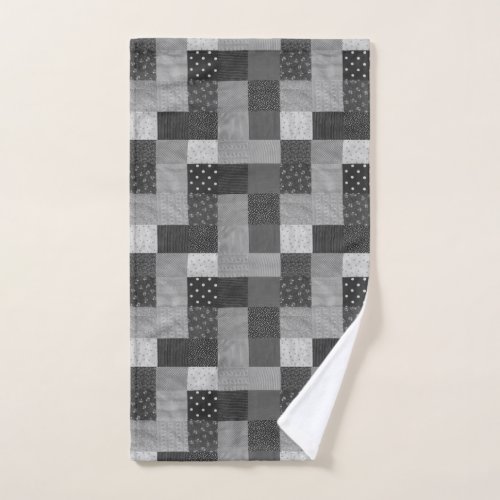 squares of black and white vintage patchwork hand towel 