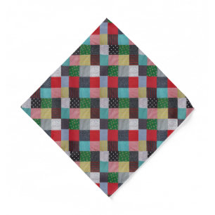 squares of colorful vintage fabric patchwork bandana