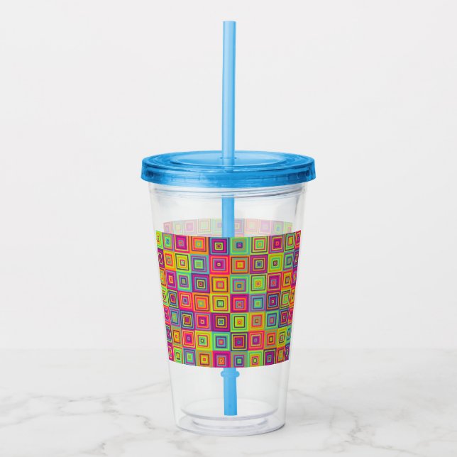 Squares Pattern Acrylic Tumbler (Front)