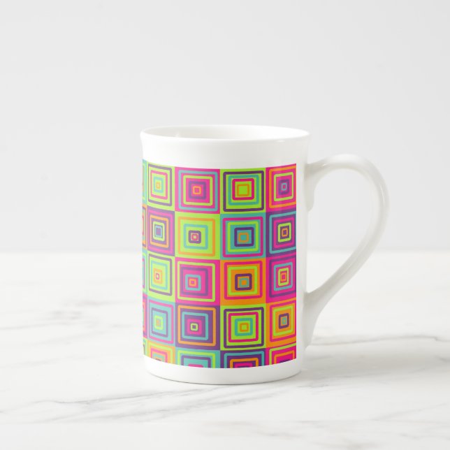 Squares Pattern Bone China Mug (Right)