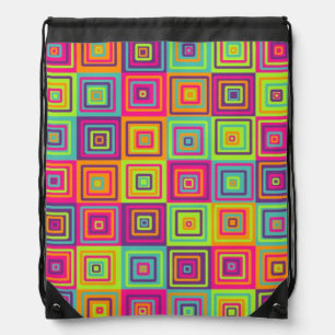 Squares Pattern Drawstring Bag