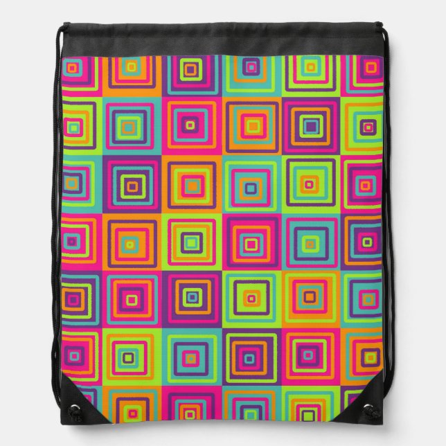 Squares Pattern Drawstring Bag (Front)
