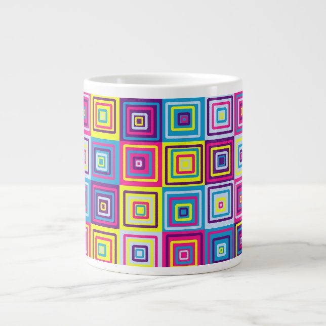 Squares Pattern Giant Coffee Mug (Front)