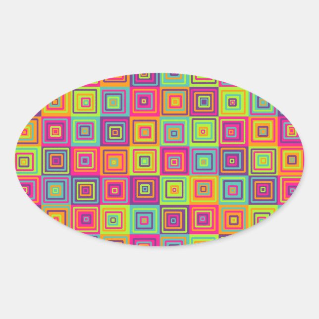 Squares Pattern Oval Sticker (Front)