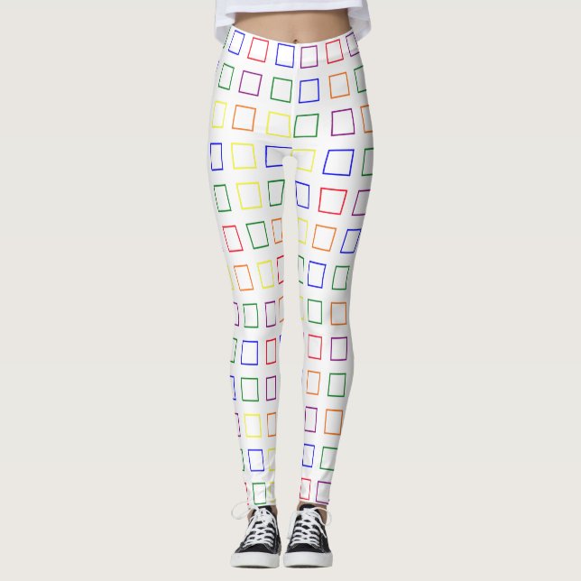Squares Pattern Pride Colors Leggings (Front)