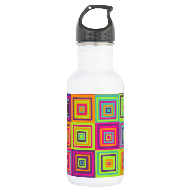 Squares Pattern Stainless Steel Water Bottle (Front)